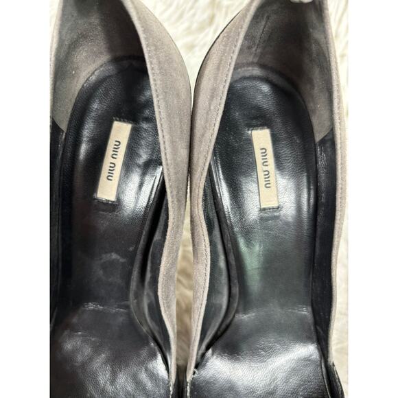 Miu Miu Ombre Suede Leather High Heels Leather Pumps Size 36.5 US 6.5 Black Gray - Picture 5 of 9